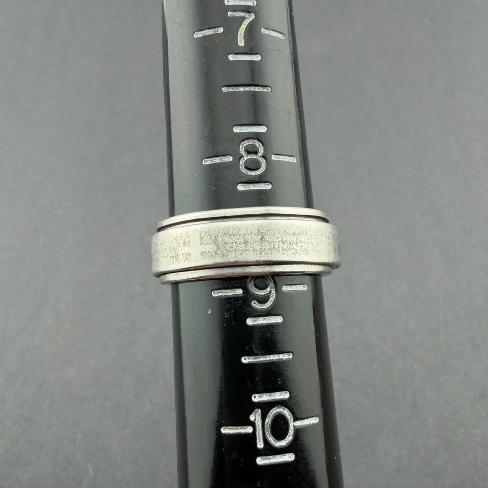Silver Tone Brushed‎ Metal Spinner Ring Fidget Band Size 8.5 Minimalist Unisex